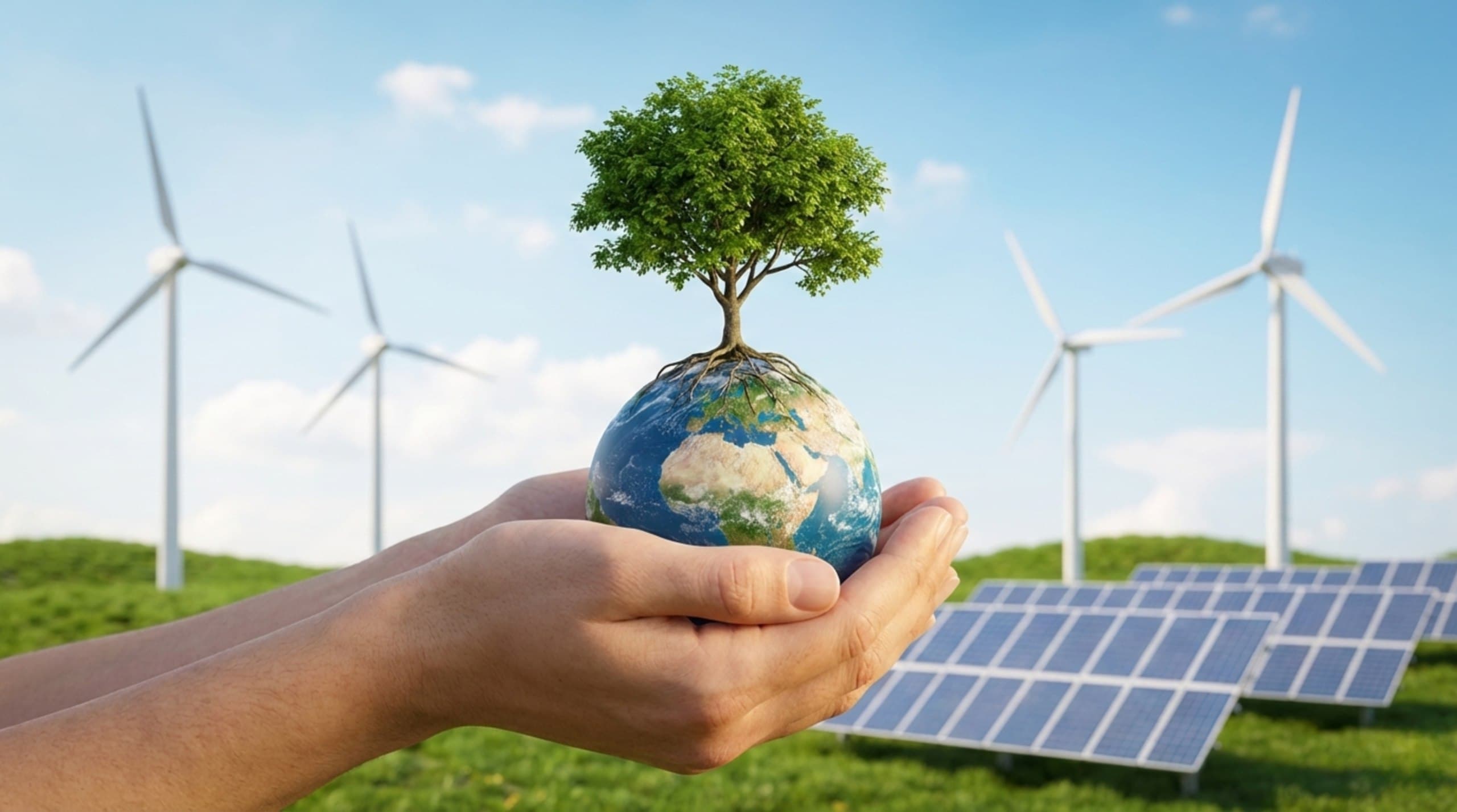 Planeta tierra con energía verde y sostenible